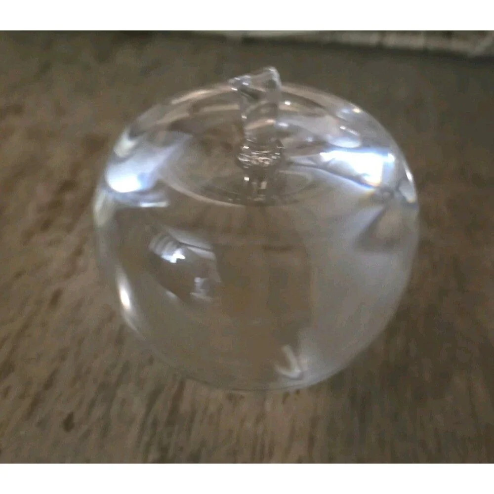APPLE Ultra Clear Glass PAPERWEIGHT Smooth Pontil Heavyweight Gift